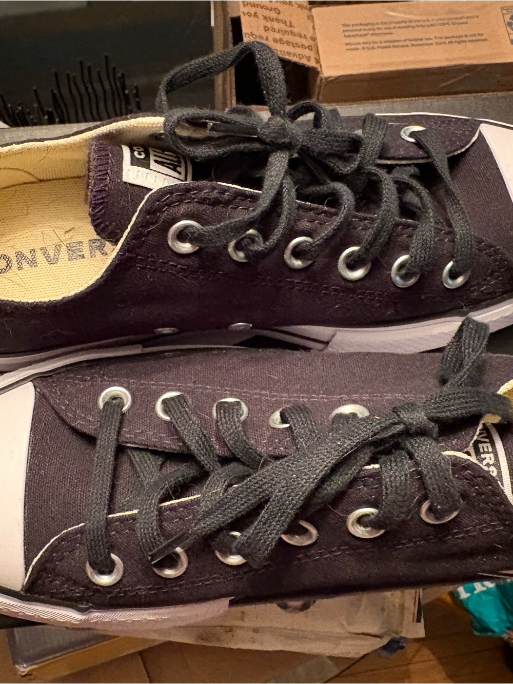 Converse Black Low Top Canvas Sneakers with White Accents size 8